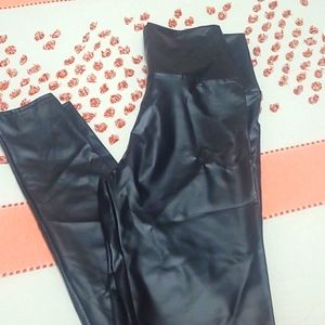 Faux leather workout leggings